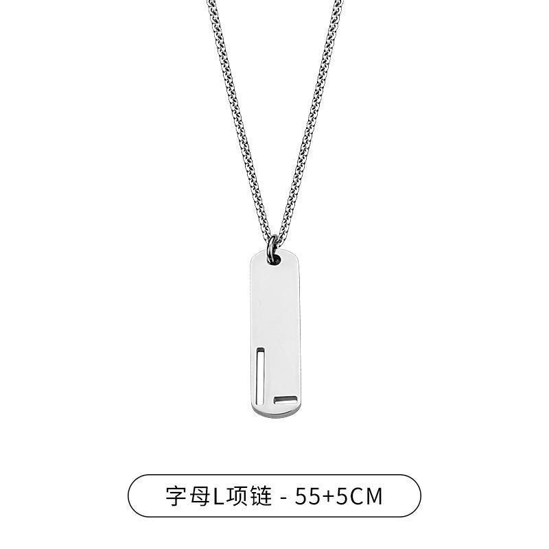 HNSP 316L Stainless Steel Initial Pendant Chain Necklace For Men Letter Tags  Accessories