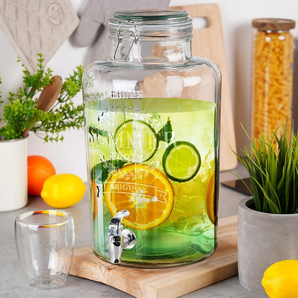 Glass Beverage Dispenser Jar with Tap 8L