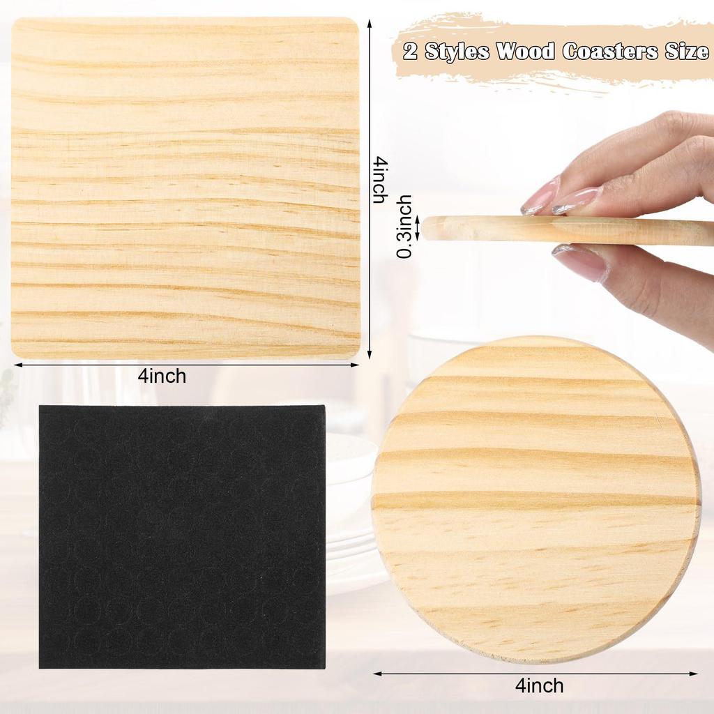 Solid Wood Coaster with Logo Engraving - Square, Round, Heart-Shaped Heat-Resistant Coaster