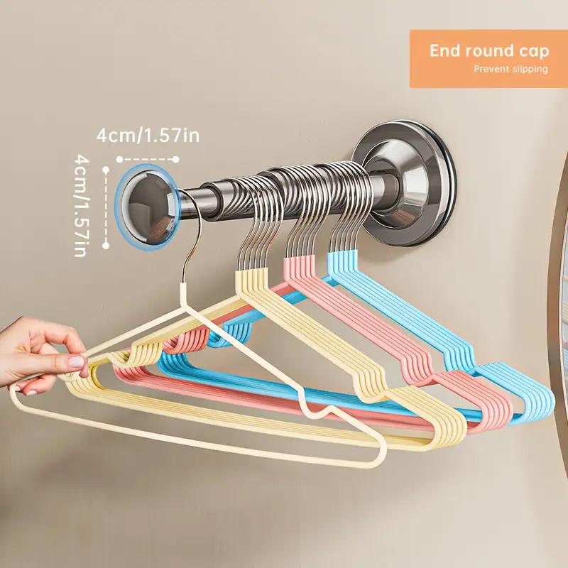 Hanger Storage Rack, No-Drill Suction Cup Installation, Retractable and Adjustable Length, Strong Plastic Material серый