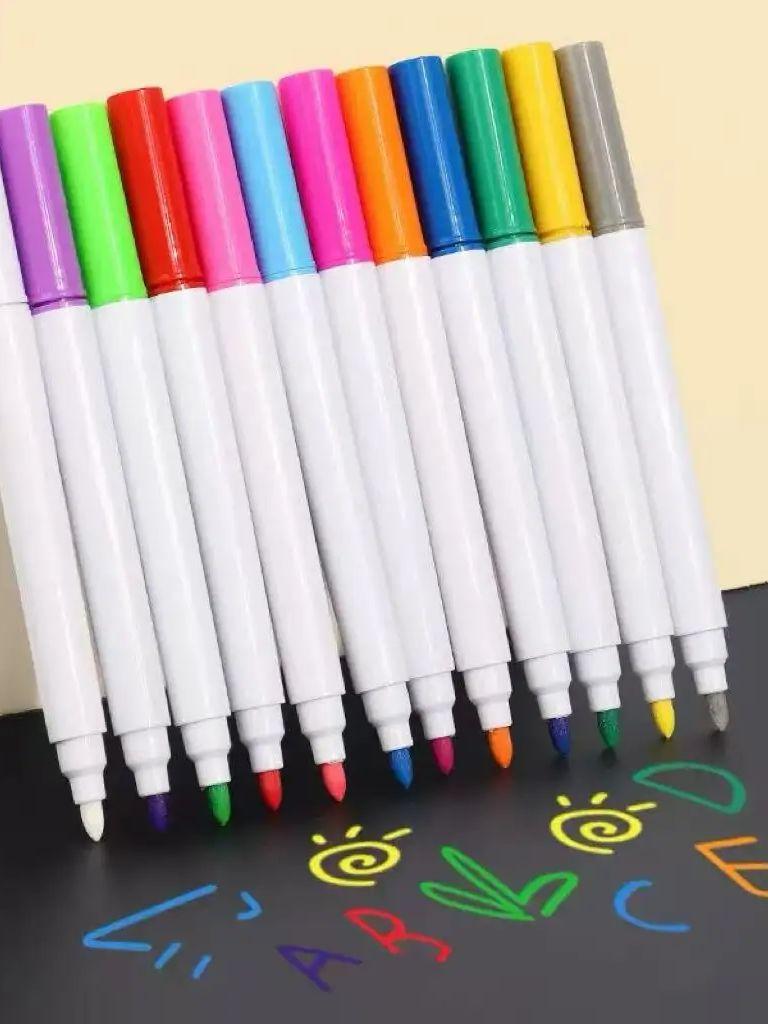 12pcs Colorful Liquid Chalk, Dust-free Erasable Fluorescent Light Board Pen, Graffiti Painting Blackboard Pen