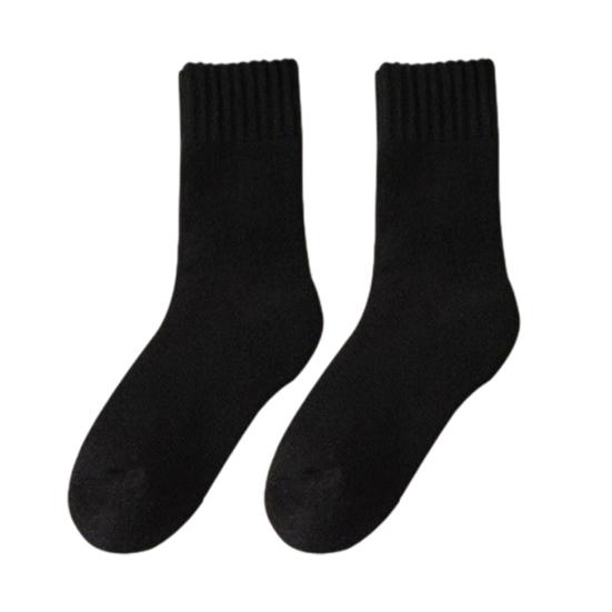 Thickened Fleece Lined Crew Socks Women Winter Socks, Solid Color Mid Calf Thermal Warm Casual for Home Use Cold Weather, Soft Hosiery Daily