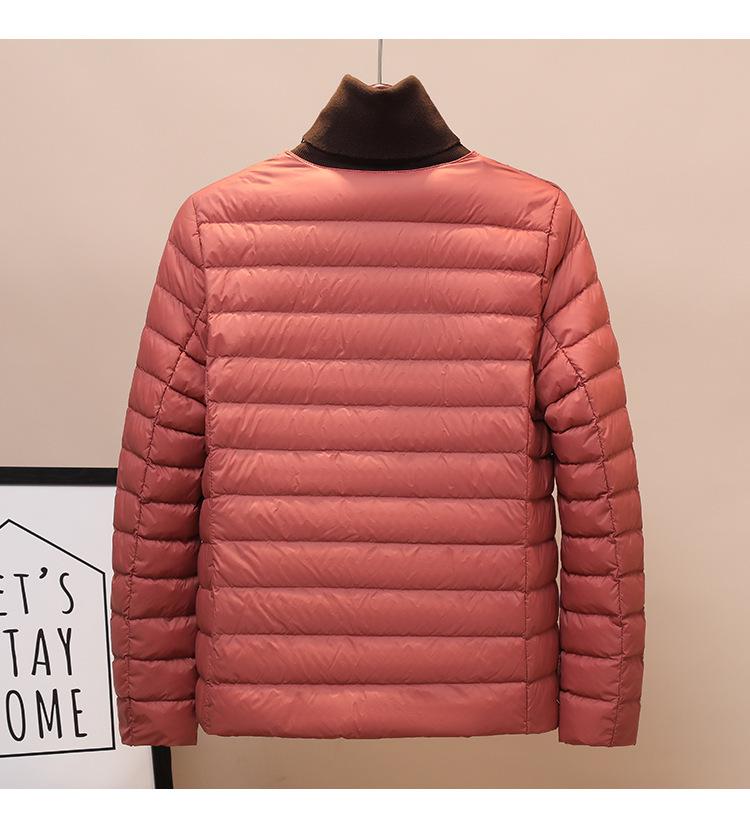 Women's 2025 White Duck Down Lightweight Jacket, Short Style, Convertible Round/V-Neck, Suitable for Autumn and Winter.