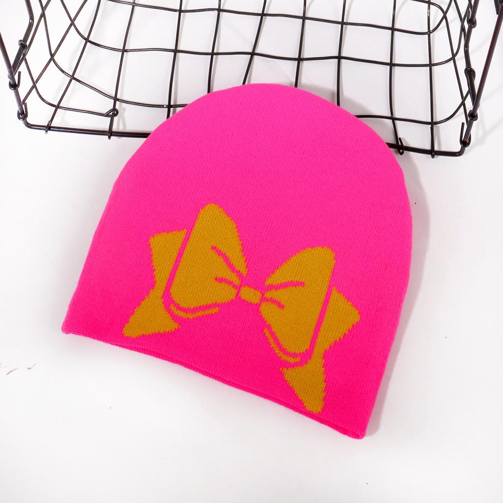 Knitted Cap With Bowknot Design And Heat Retention For Casual Street Style