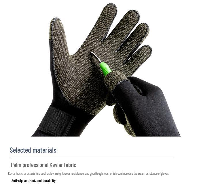 Kevlar Diving Gloves: Non-slip, Scratch-Resistant, Warm, Cold Protection for Snorkeling and Crab Catching.