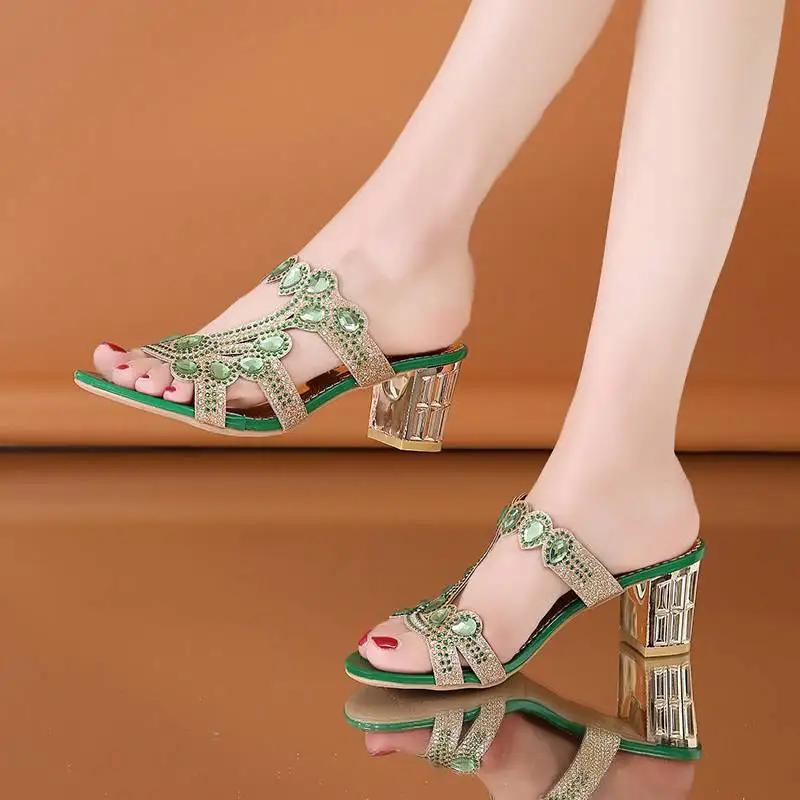 Fashion Heeled Outside Shoes Korea Style On Offer Shoe New Fashion Women's Slippers and Ladies Sandals Original 2025 Trend Casual Slides