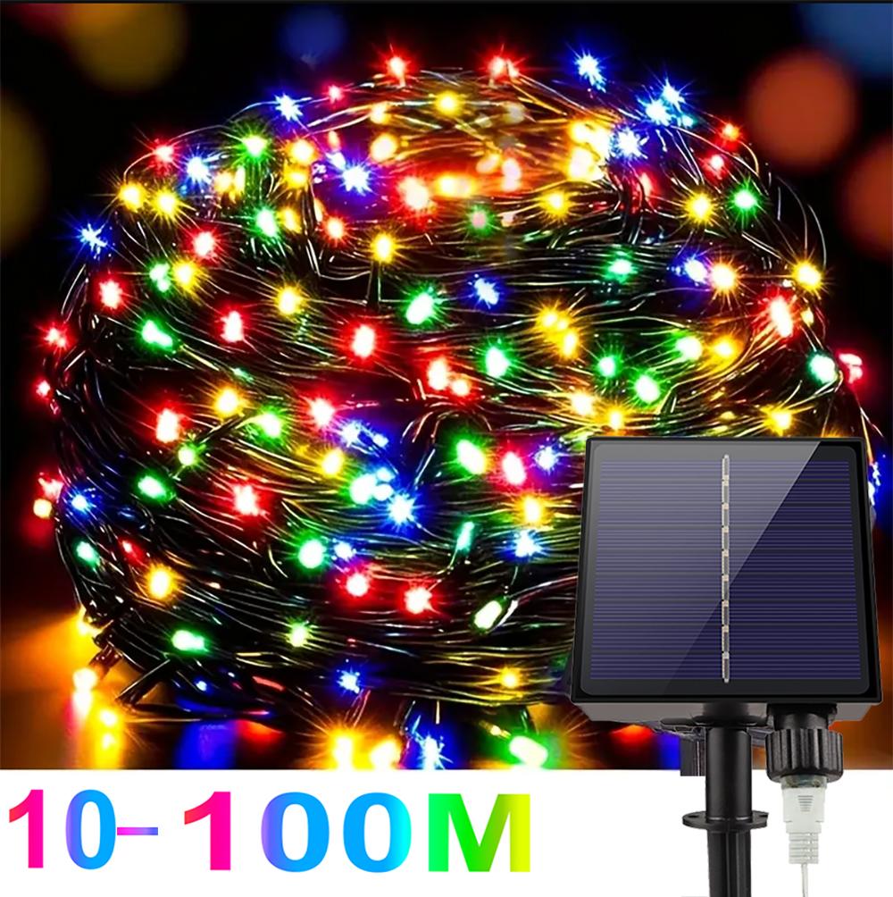 Christmas Decoration Garland LED String Light Built-in Large Capacity Battery Outdoor Waterproof Solar Garden Lamp