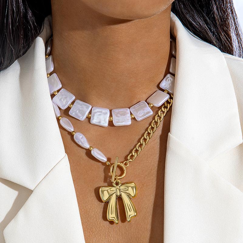 Letter Splicing Collarbone Chain European and American Style Geometric Rectangular Necklace Necklace Necklace Jewelry Women
