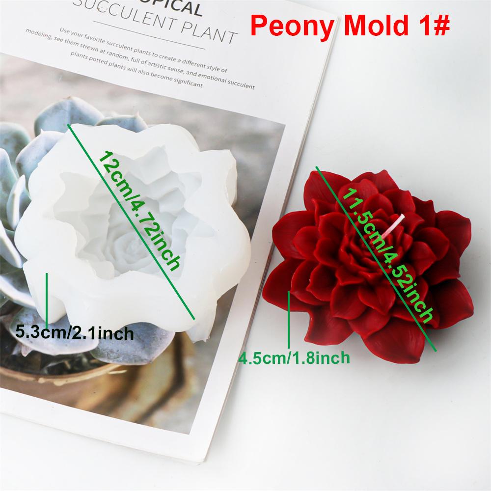 Large Peony Rose Flower Silicone Mold Blooming Flower Candle Resin Concrete Crafts Gypsum Molds DIY Flower Gift Home Decor NONE