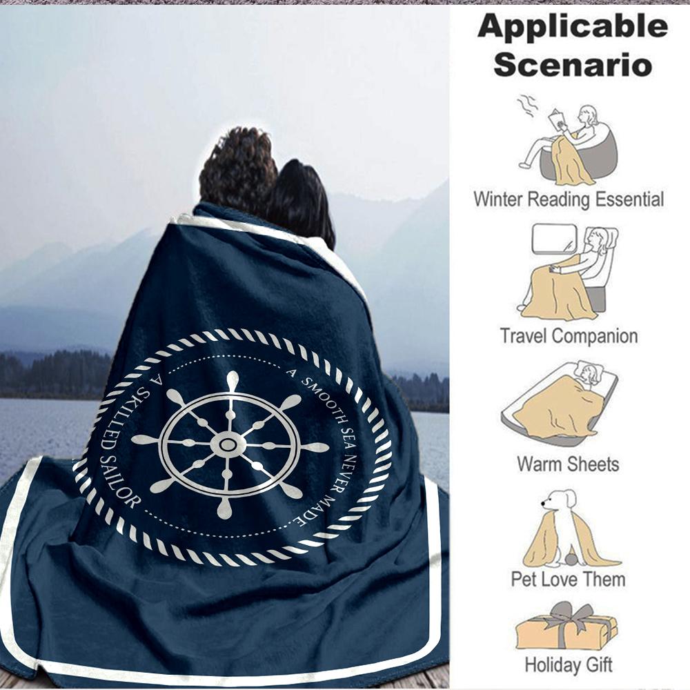 1Pc Smooth Sea Sailor Quote Blanket Soft And Comfortable Casual Warm Camping Travel Christmas Halloween Xmas Gift M928577
