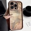 Soft Silicone Brown Marble Case, Suitable for iPhone17 16 15 14 13Pro Max 12 11, Luxury Gold Foil Shockproof Protective Cover