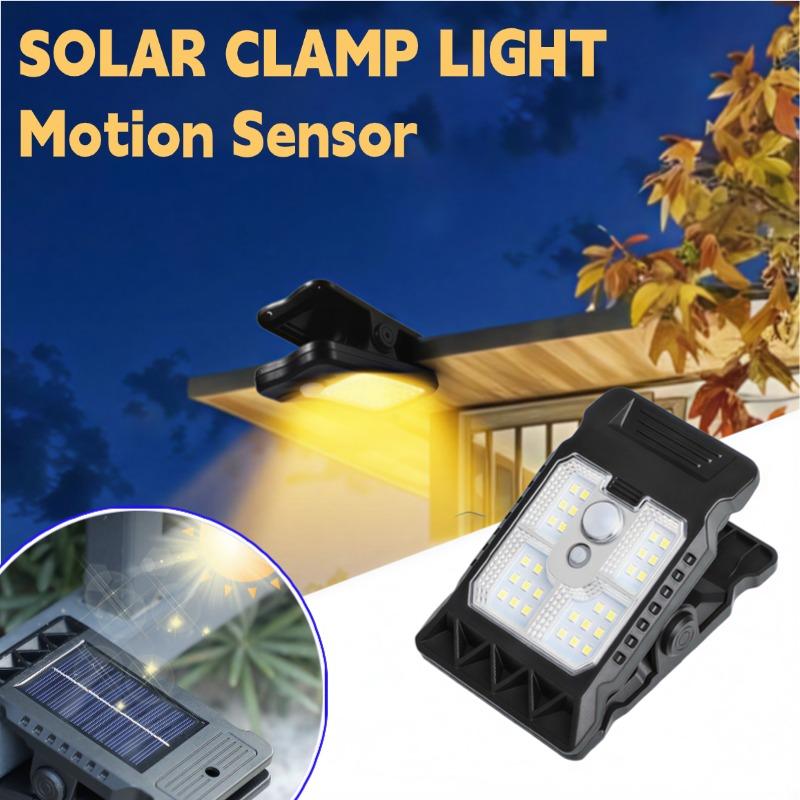 Clip-on LED Solarleuchte Smart Human Induction Outdoor Gartenleuchte Wasserdichte Außenlampe für Zelt Garage Hof Hohe Helligkeit