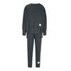 2 Pcs/Set Women Top Pants Suit Round Neck Long Sleeve Slit Hem
