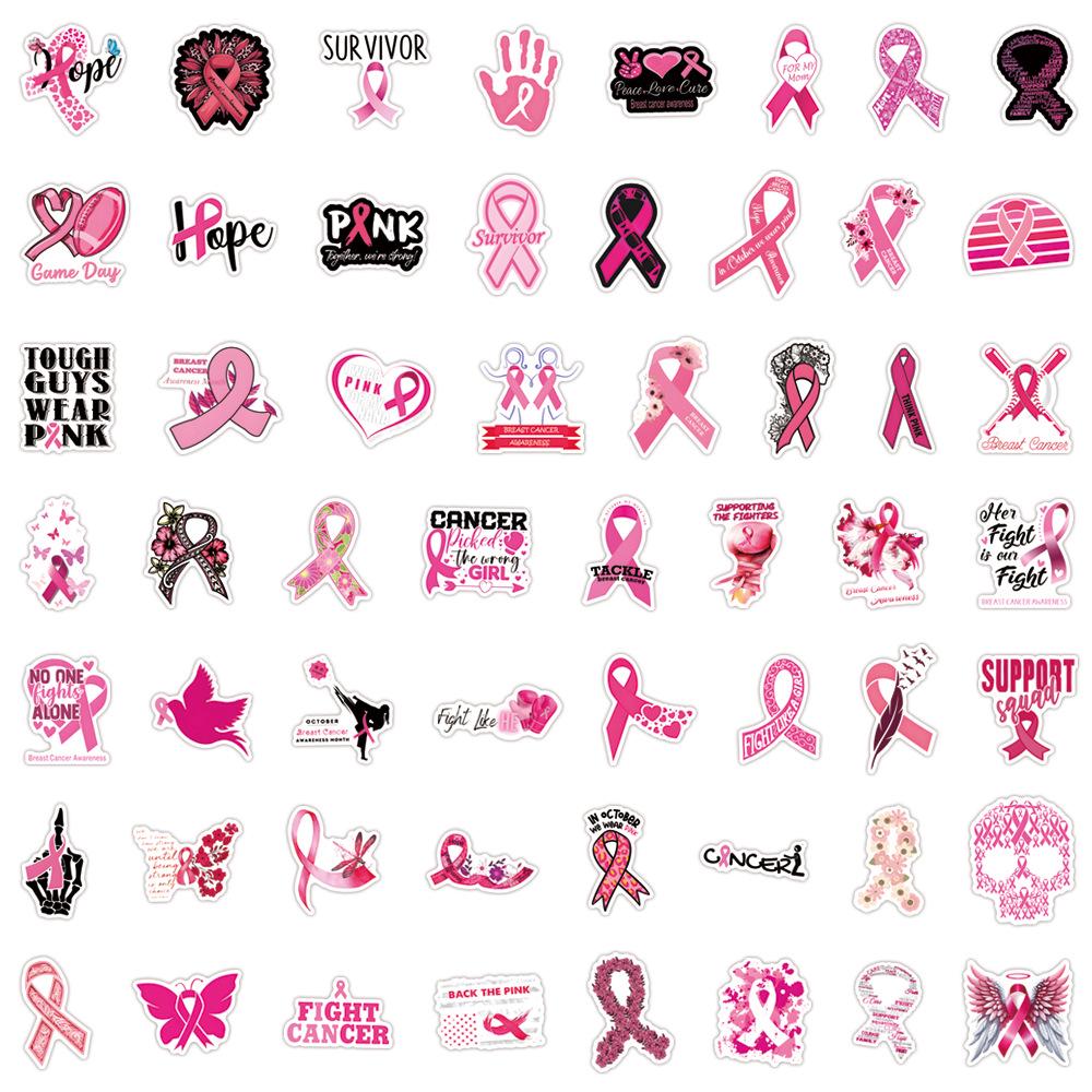 55 Pink Ribbon Breast Cancer Awareness Graffiti Stickers for DIY Decoration On Luggage & Bottles