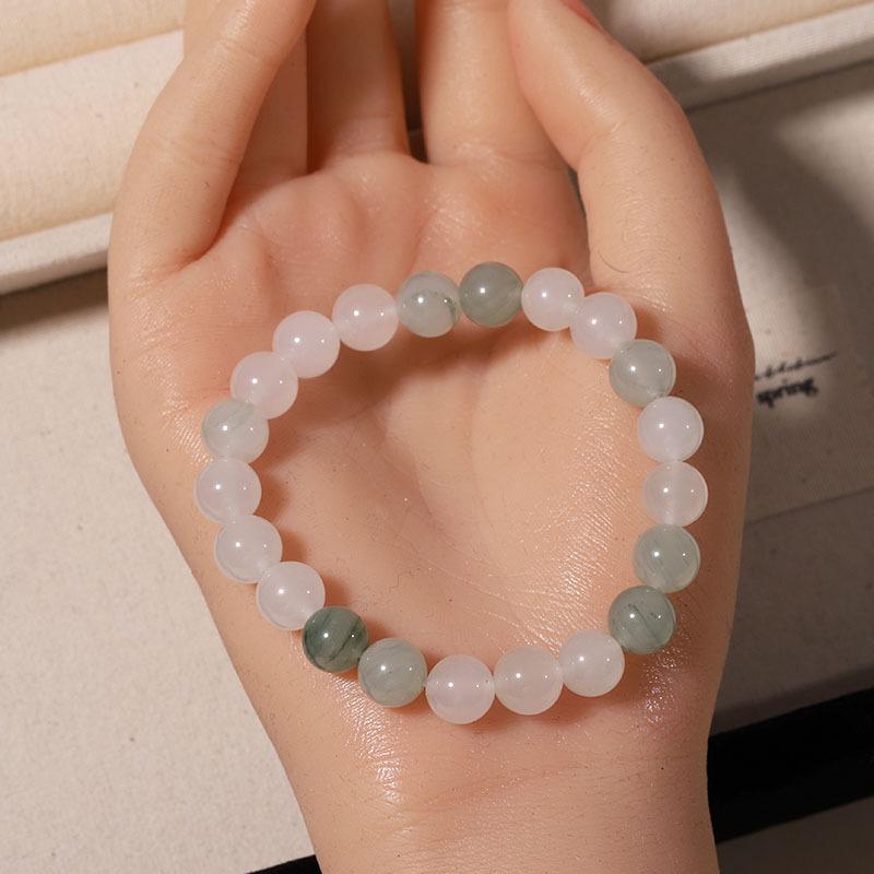 Tianshan Smaragd Jade Armband mit goldenem Faden & schwebenden Blumen für Damen & Herren