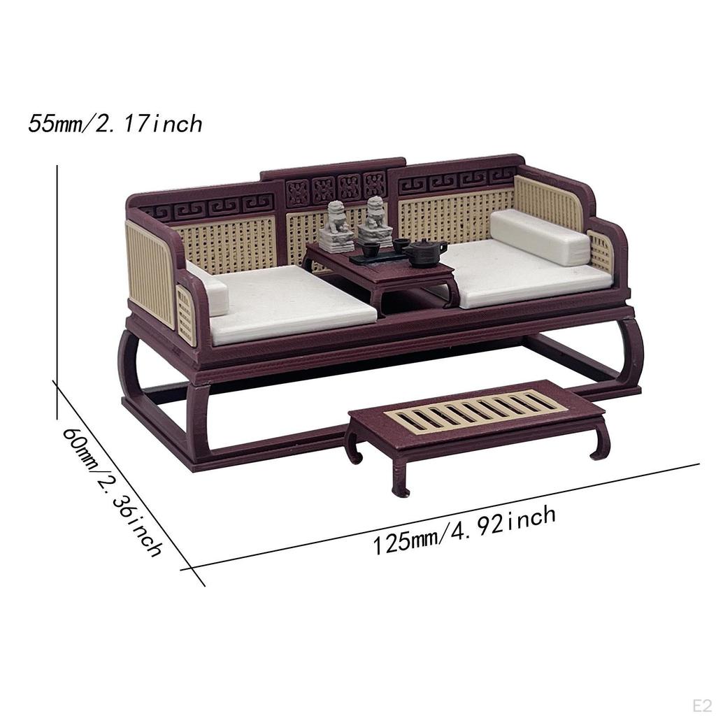 Miniatur Chinesisches Bett Modell Puppenhaus Möbel 1:12 Maßstab Dekorative Mini-Zubehör Szene Dekor