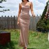 Milk Silk Suspender Dress, European and American Sexy Backless Hip-wrapped Pleated Tight Dress Fishtail Dress