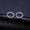 European and American Fashion Simplicity Classic Noble Temperament Sapphire Earrings Fully Set with Ear Accessories