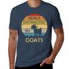 Easily Distracted By Goats Retro Vintage Funny Goat Lover Tshirt Breathable Basic Cotton Tshirt