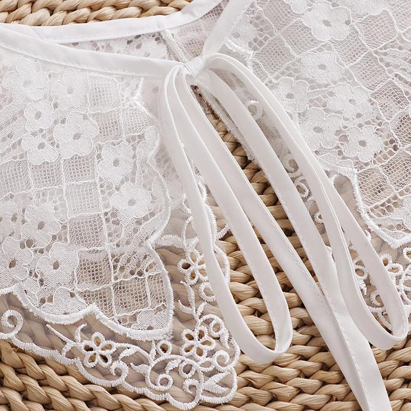 Vintage Shawl Doll Fake Collar for Women Shirt White Lace False Collar Detachable Half Shirt Lapel Blouse Female Shawl Wrap