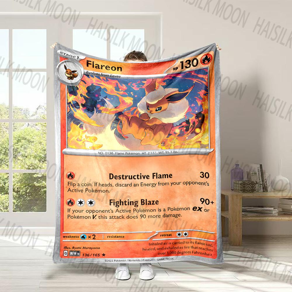 Pokémon Eevee Member Print Blanket Fluffy Plush Sofa Bed Blanket for Kids Adults Travel Camping Supplies Car Office for Gifts
