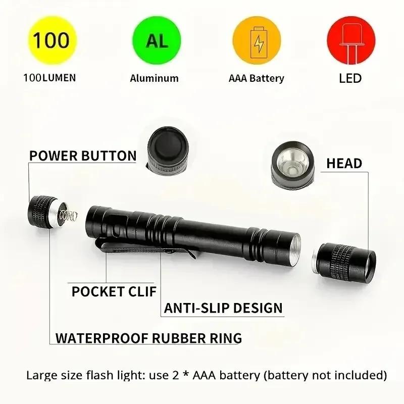 1/5pcs Mini Portable LED Pen Light Pocket Ultra Bright High Lumens Handheld Flashlight Linterna Torch For Camping Outdoor Emergency