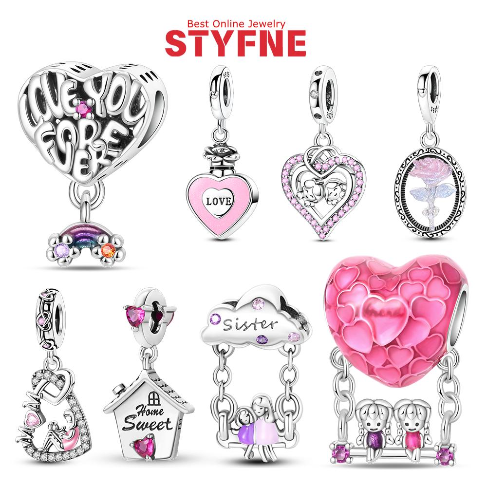New 925 Silver Sparkling Magic Cube Love Charm Red Heart Beads DIY for Women Bracelet Fine Jewelry Gift Accessories