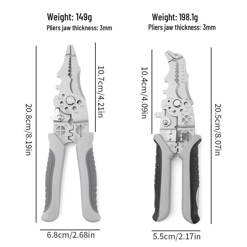 Multi-Functional Stainless Steel Electrician's Wire Stripper and Cutting Pliers
