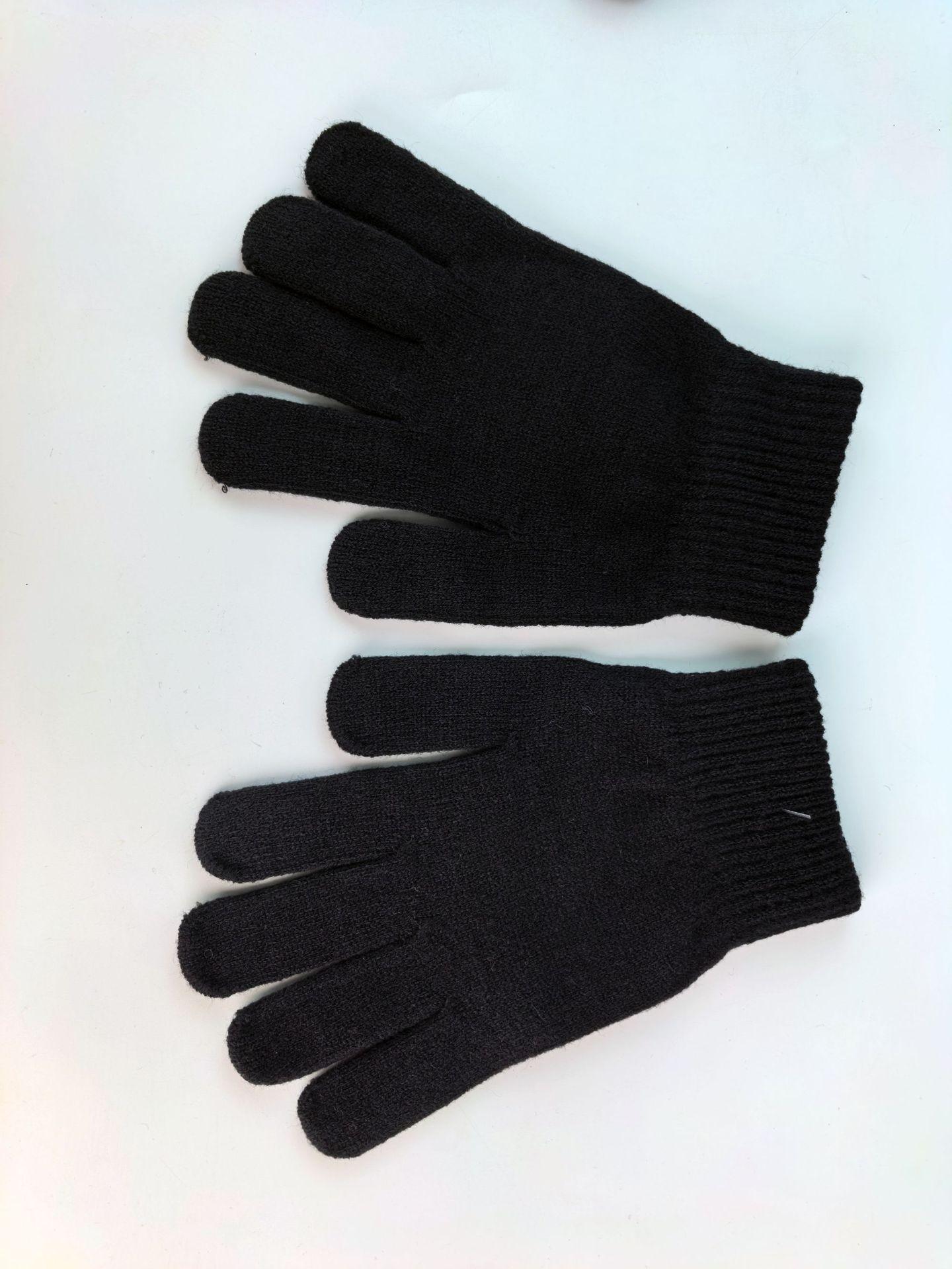 

Customized winter warm knitted gloves men s and women s thickened wool finger gloves outdoor riding factory approval One size