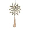 Silver Gold Christmas Snowflakes Pendants Exquisite Handmade Christmas Poinsettia Ornaments with Tassels Iron