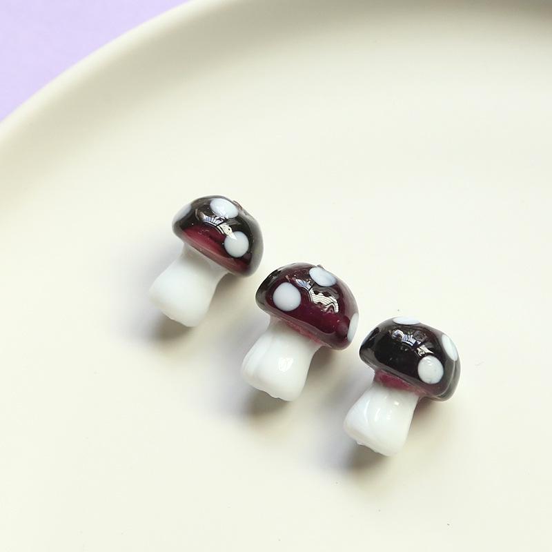 Colorful Cartoon Mushroom Glass Bead Pendants for DIY Jewelry Making - Earrings, Necklaces, and Accessories
