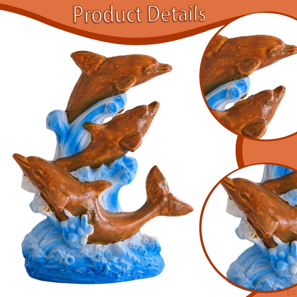 Resin Dolphin Figurine Beach Themed Room Decor Art Crafts Desktop Ornament Decorative Statue for