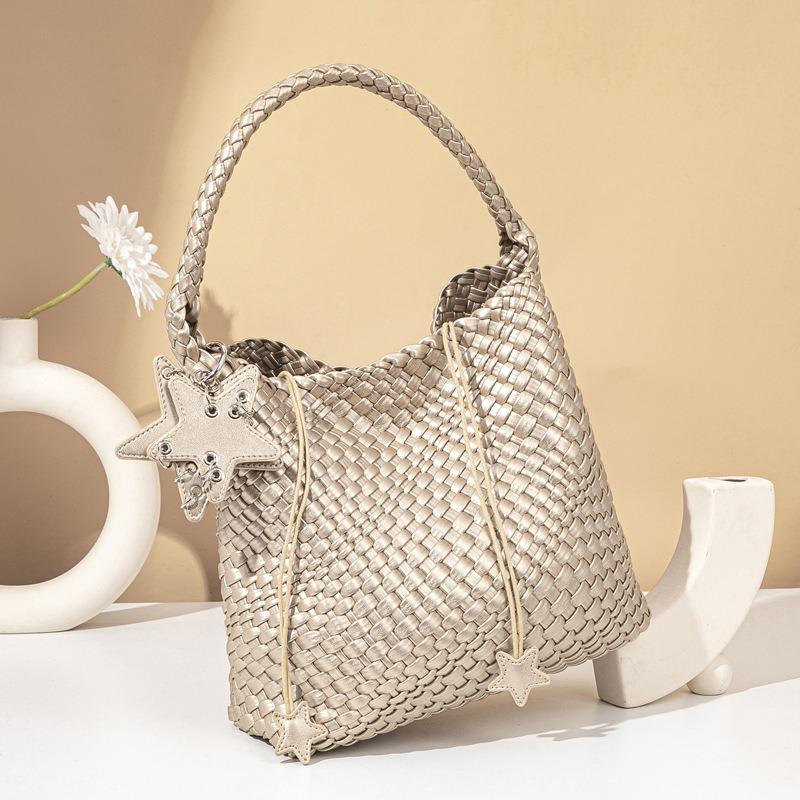 Pure Hand-woven Bag Medium Large Capacity Mother and Child Tote Bag Commuter Simple Underarm Shoulder Bag