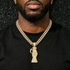Naszyjniki z wisiorkiem w kształcie posągu śmierci Iced Out Stop Pozłacany Kryształowy Łańcuch Cuban Hip Hop Bling Kosiarz Biżuteria Streetwear
