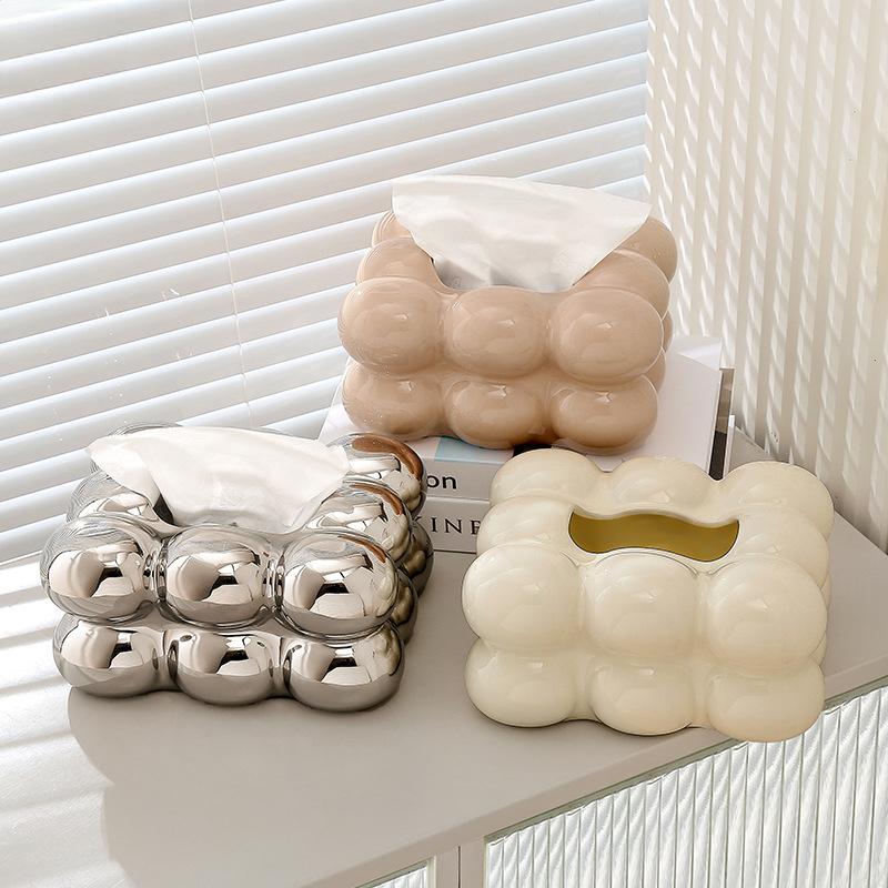 Cute Tissue Box Holder Case Korean Style Tissue Holder Cute Ball Ceramic Napkin Holder Nordic Home Decor Living Room Decoration