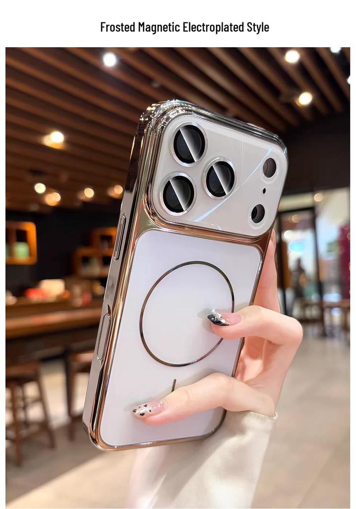 iPhone 17 Pro Max Electroplated Frosted Magnetic Lens Protective Case