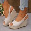 Sandali con zeppa Peep-Toe Europei e Americani Taglie Grandi – Nuovi Sandali Romani con Suola Spessa Estivi per Donna