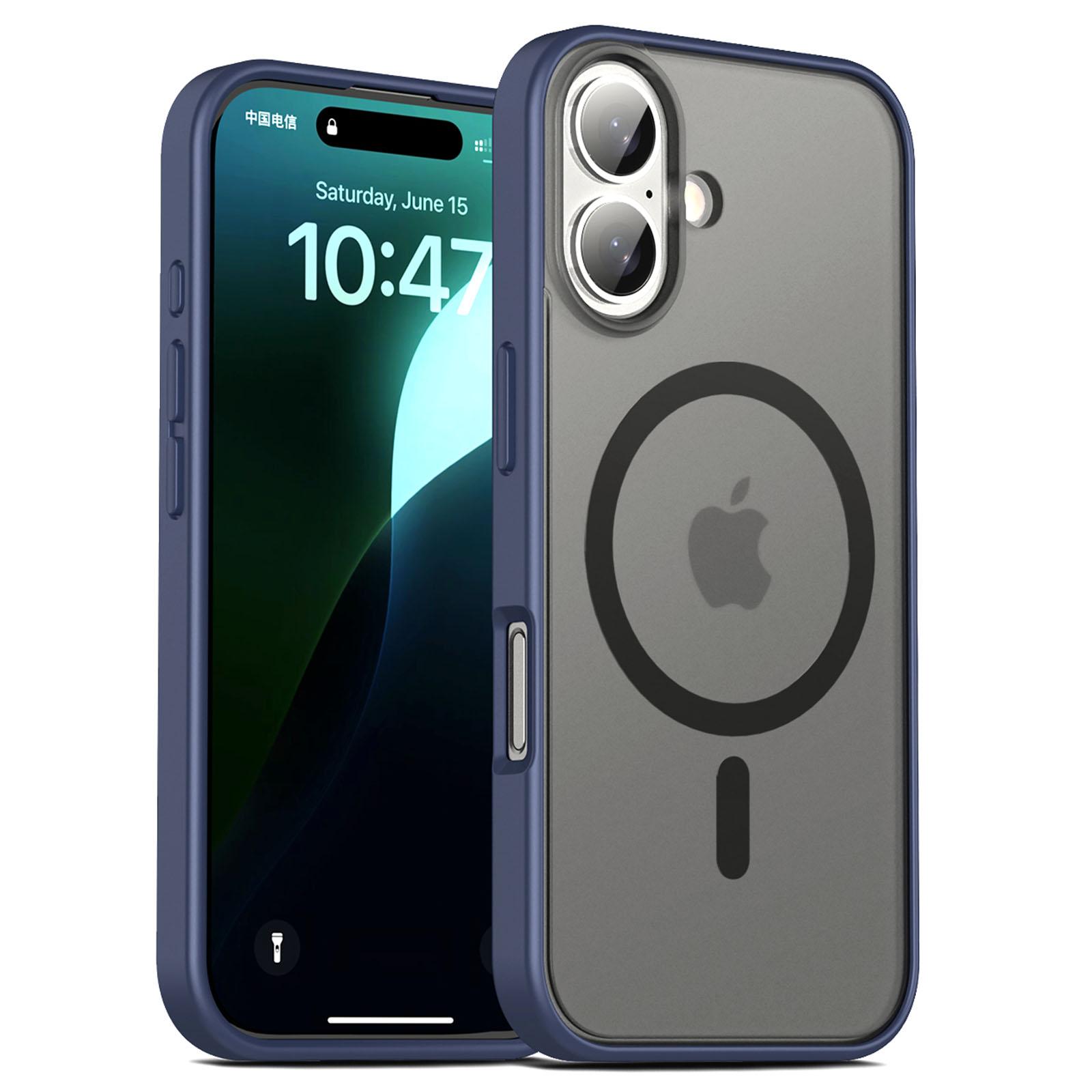 

For iPhone 16 Plus Case Matte PC+TPU Phone Cover Compatible with MagSafe Navy Blue