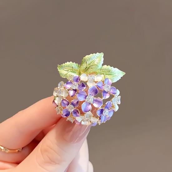 Broche para Mujer Brillo Alto Incrustación de Pedrería Diseño de Hortensia Brillante Pin de Solapa Suéteres Cuellos Sombreros Bolsos Abrigos Bufandas Insignia Accesorio de Atuendo