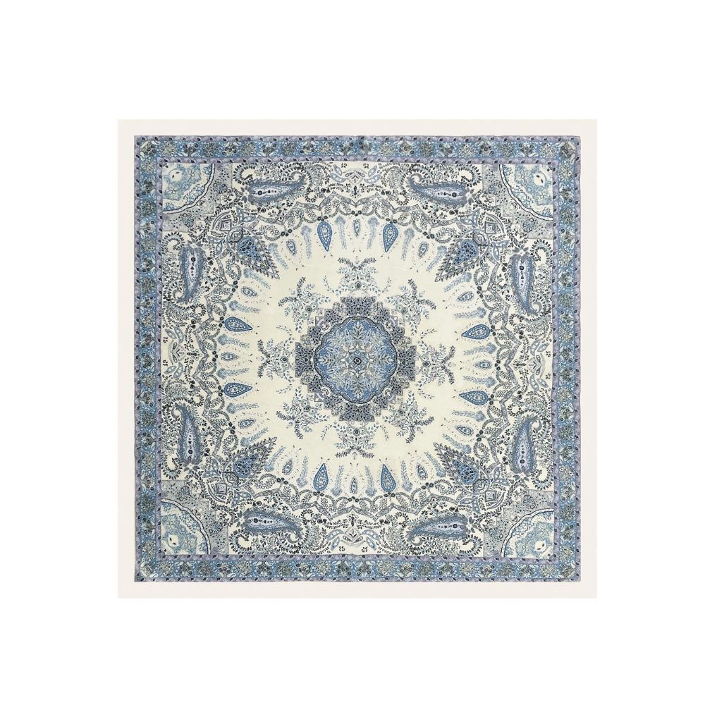 Printing Design Square Silk Scarf 70*70cm Silk Headscarf Women Hairband For Women and Girls Light Blue