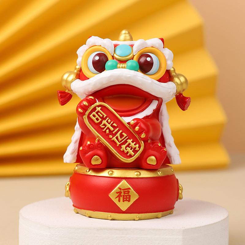 

Chinese Style Resin Lion Figurine Home Decor For New Year Celebration Gift Red A
