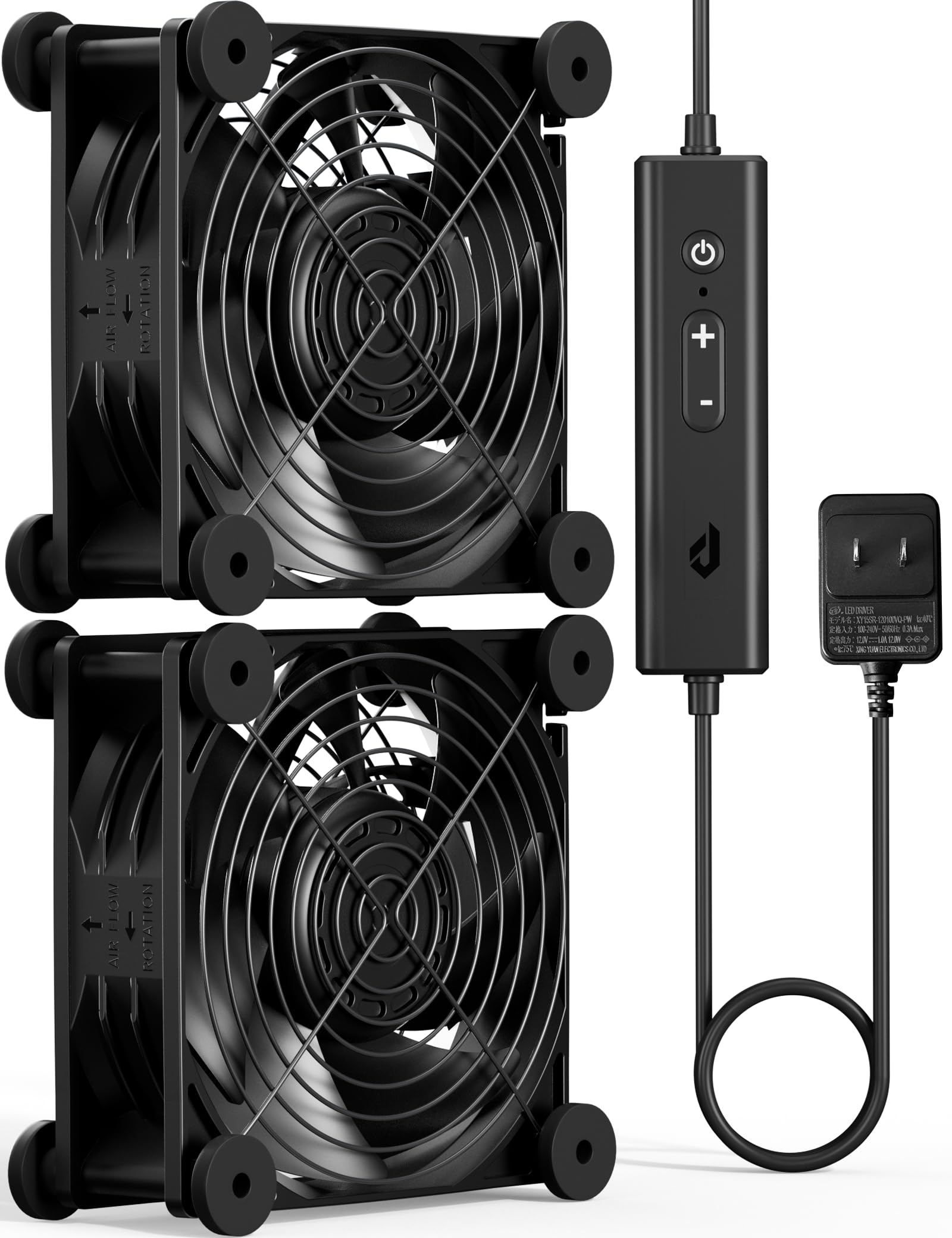 

Novonest 120mm x 38mm DC 12V Ventilation Fan Cooling Fan PC Fan Small Fan 5 Levels of Air Flow Adjustment Quiet Mini Fan DC Fan 12V Dual Fan