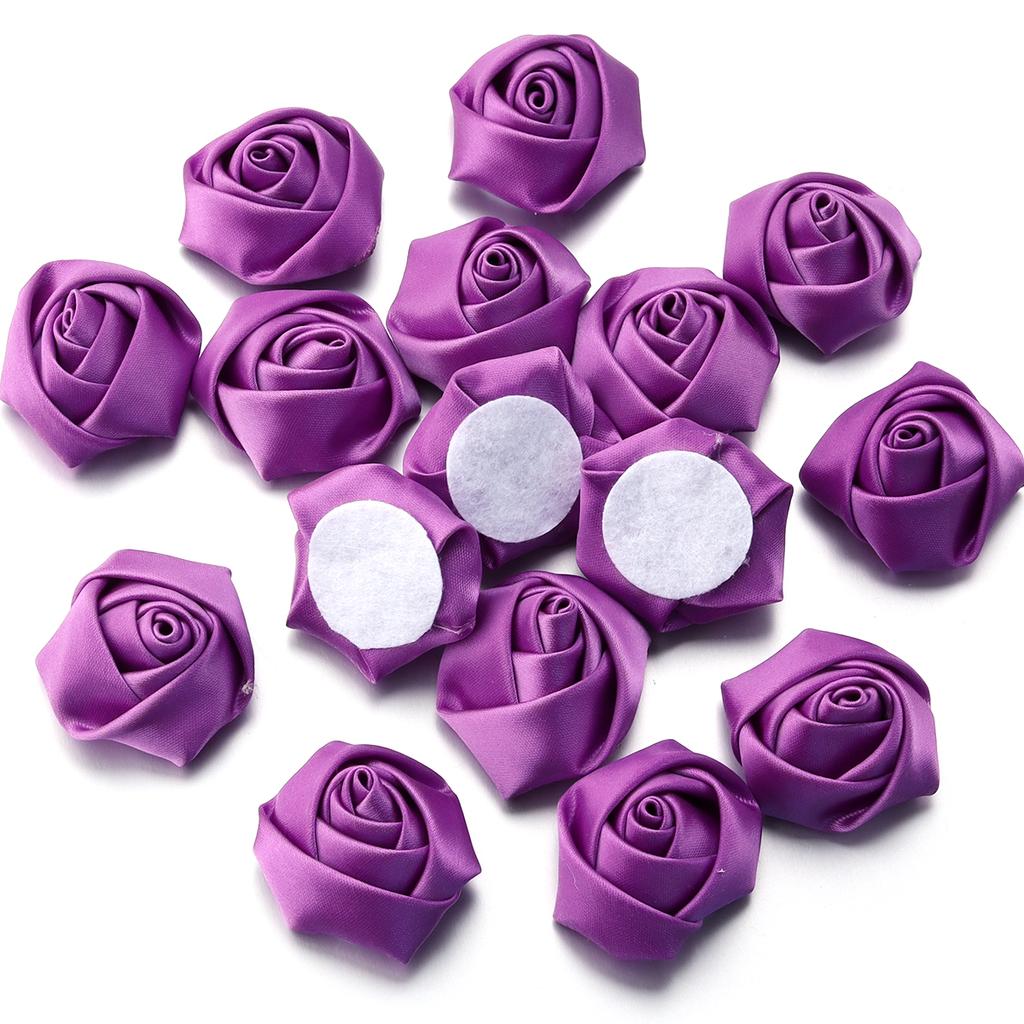 20pcs Satin Fabric Rose Flowers Colorful Handmade Satin Ribbon Flower Bud For DIY Wedding Party Clothing Headwear Decor Supplies