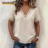 Camicette e camicie casual con scollo a V a maniche corte alla moda da donna