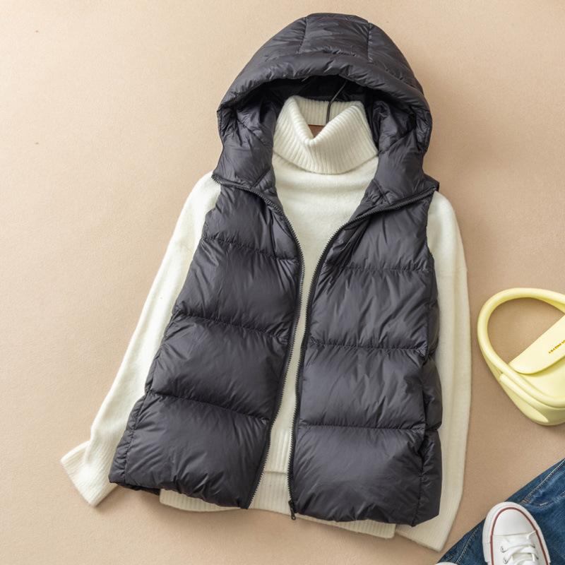 Kapuzen-Daunenweste Damen 2024 Herbst und Winter Neue Weste Daunenweste mit Kapuze Daunenweste Damenbekleidung Trend