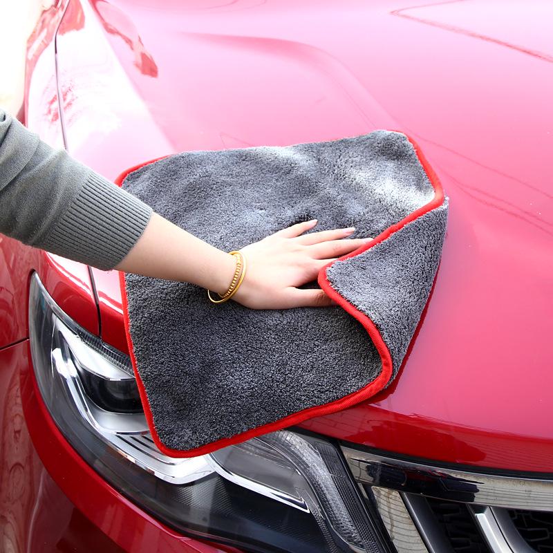 Thickened 1200g Coral Fleece Car Wash Towel - 40x40cm Water Absorbent for Interior Cleaning