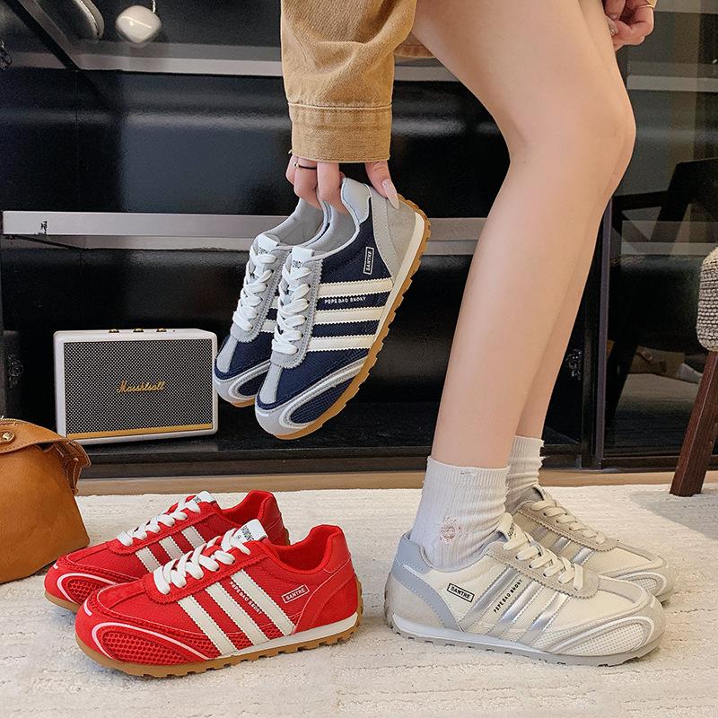 Mesh Forrest Gump shoes women's 2025 summer new thick-soled German training shoes women's soft-soled casual lace-up round head sports shoes women