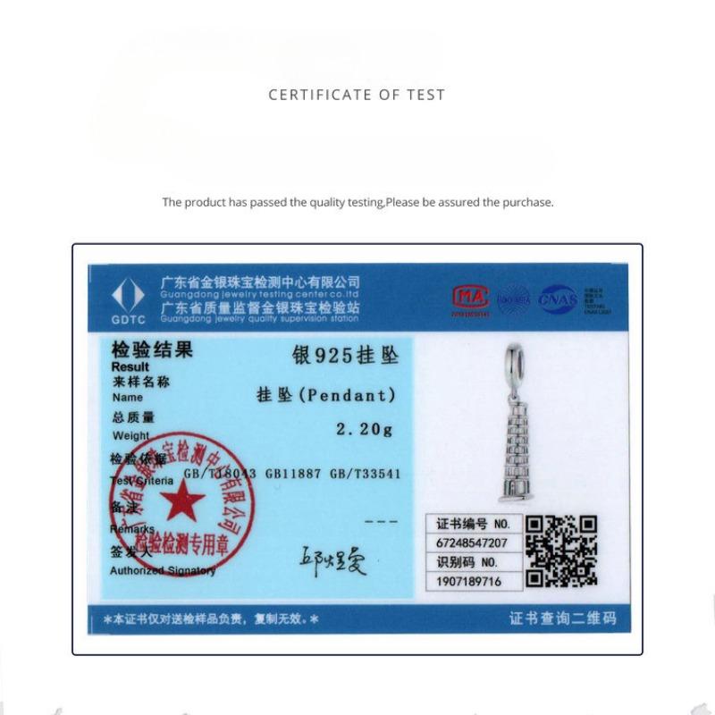 Byggnader Lutande tornet i Pisa DIY Hängsmyckestillbehör, Gränsöverskridande Retrostil S925 Silverpärlor