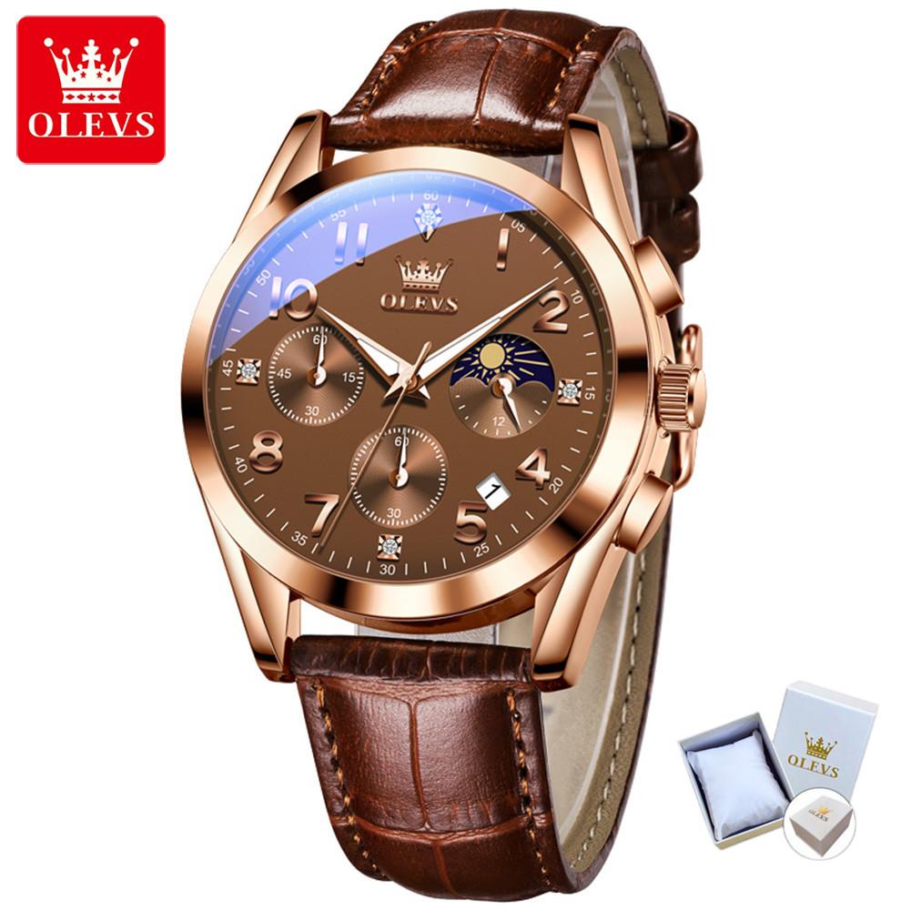 

OLEVS Мужские часы Многофункциональные спортивные кварцевые часы с хронографом Водонепроницаемые мужские часы