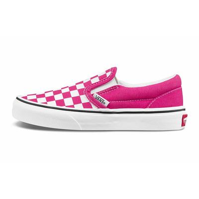 Chaussures de Skate Toile à Carreaux à Enfiler Basse pour Enfants Baskets pour Enfants Magenta Blanc VN0A4BUT30Z